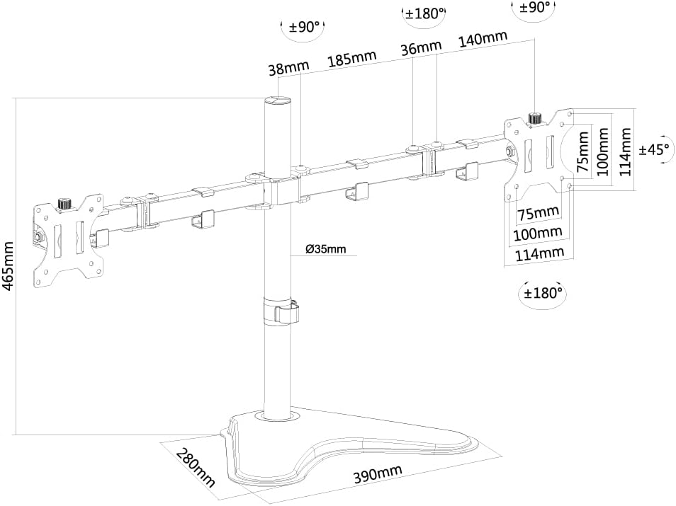 D550DDBLACK, est un montage inclinable, pivotant et rotatif, pour 2 écrans plats jusqu'à 32".