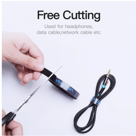 Vention Bande d'organisation de câbles Velcro- 5 m - Couleur Noir