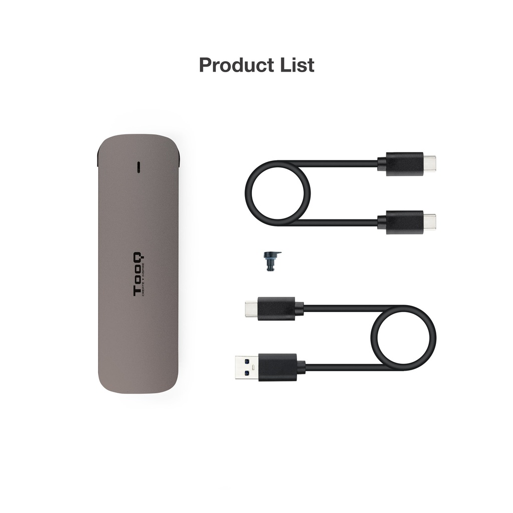 Tooq Boîtier SSD externe M.2 NGFF USB-C USB 3.1 Gen1 