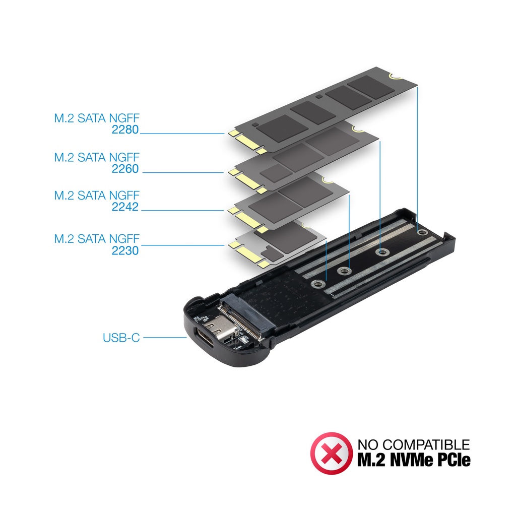 Tooq Boîtier externe SSD M.2 USB-C argent
