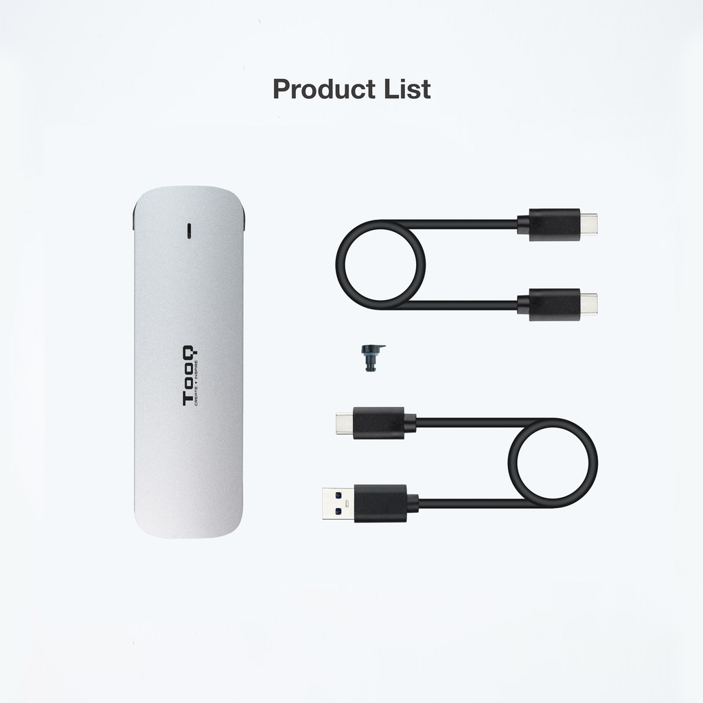 Tooq Boîtier externe SSD M.2 USB-C argent