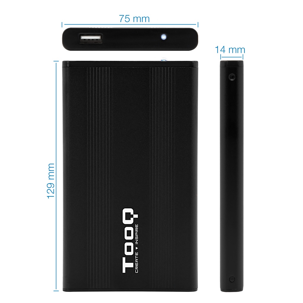 Tooq Boîtier externe HDD 2.5" SATA I/II/III vers USB 2.0