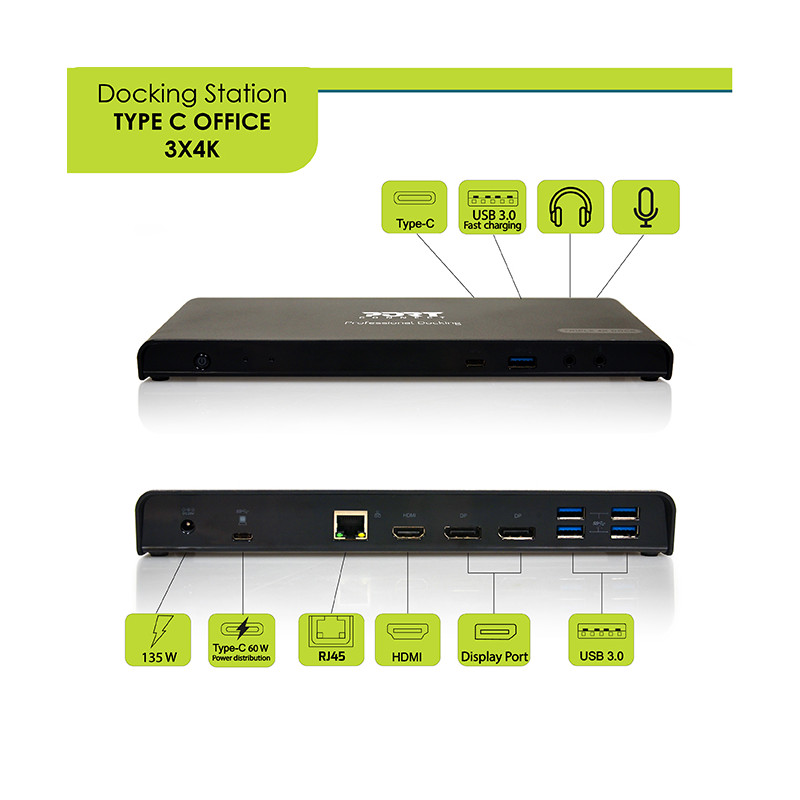 Station d'accueil bureau 3 X 4K USB-A & USB-C 12 périphériques 85W 901904-EU