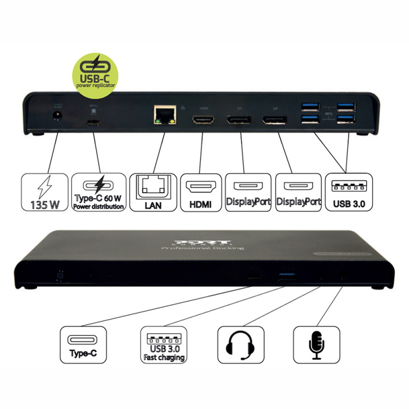 Station d'accueil bureau 3 X 4K USB-A & USB-C 12 périphériques 85W 901904-EU