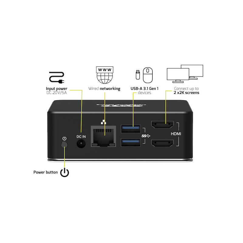 Station d'accueil bureau 2 X 2K USB-C 7 périphériques 85W  901908
