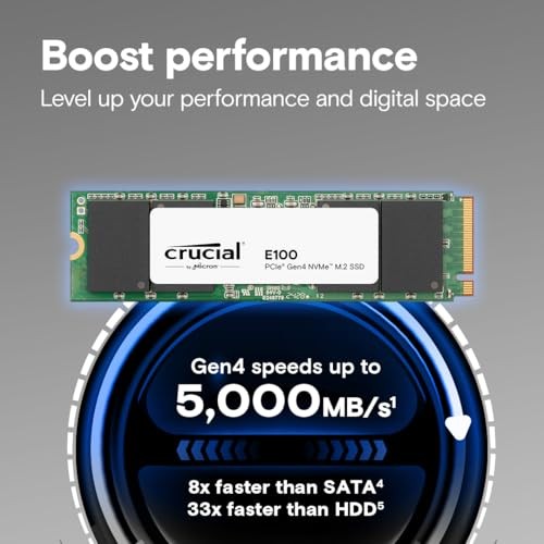SSD Crucial E100 480 Go M2 PCIe NVMe 4.0