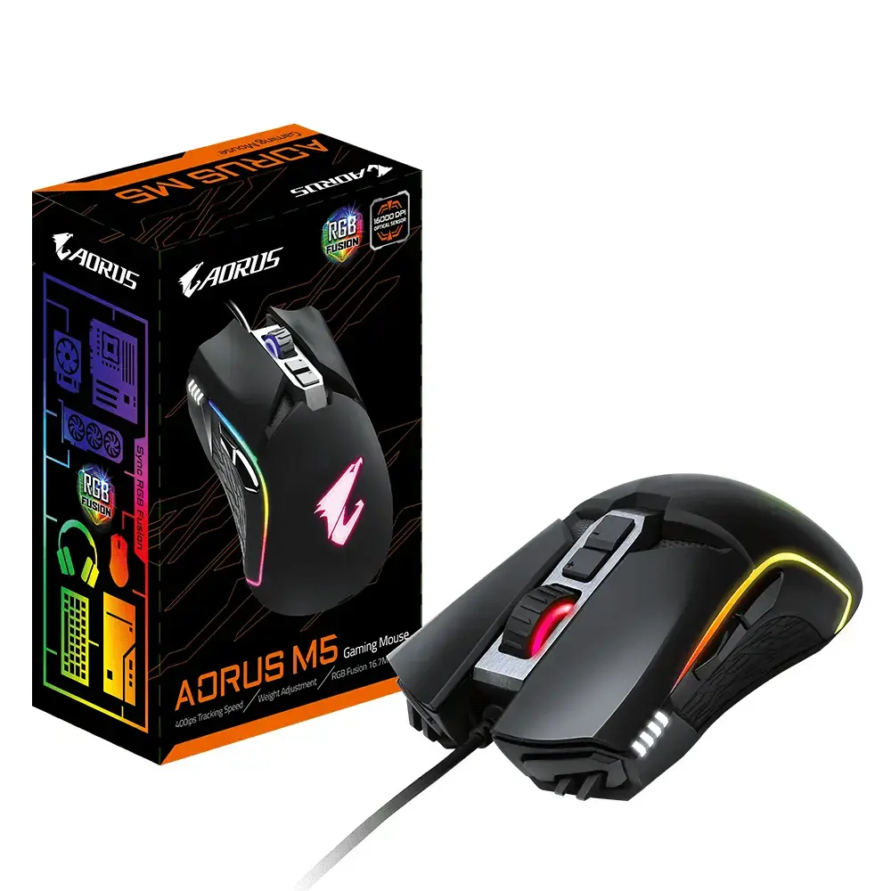 [SOU0078]  Gigabyte Aorus M5 souris Gaming Droitier USB Type-A Optique 16000 DPI.webp