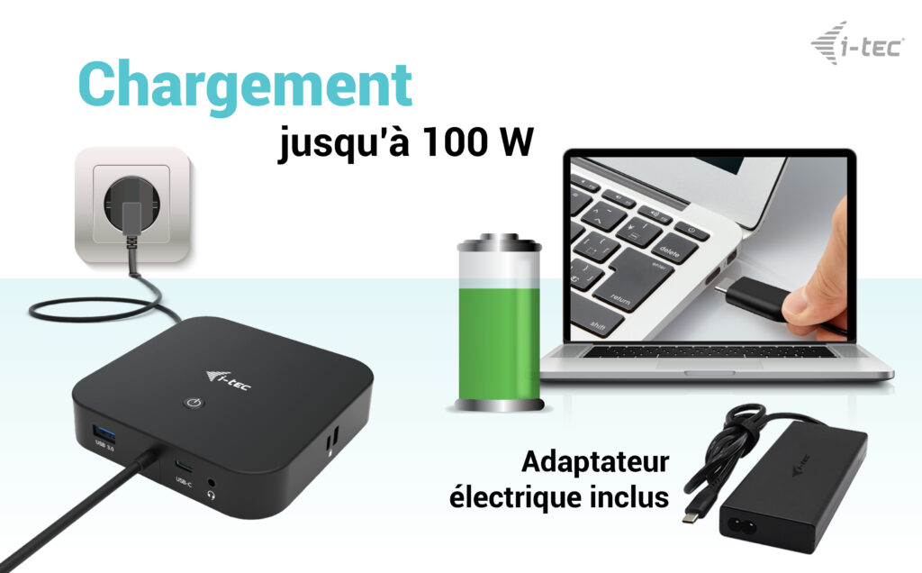 i-tec USB-C HDMI DP Docking Station with Power Delivery 100 W + i-tec Universal Charger 100 W