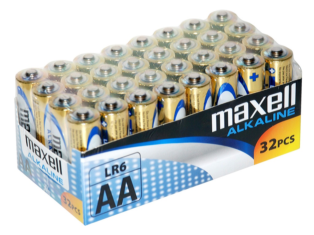 Maxell Lot de 32 piles alcalines LR06 AA 1,5 V 