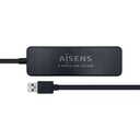 Aisens A106-0399 HUB USB 3.0 - Type A Mâle vers 4xType A Femelle - 30 cm - Couleur Noir