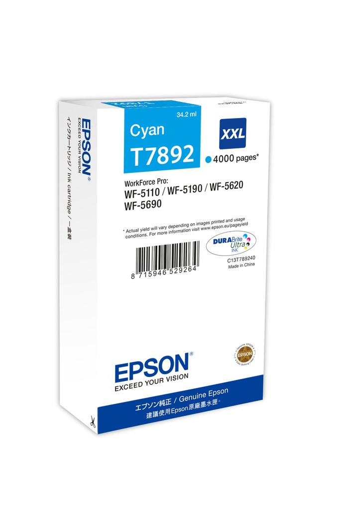 Epson Encre Cyan XXL  C13T789240 (4 000 p)
