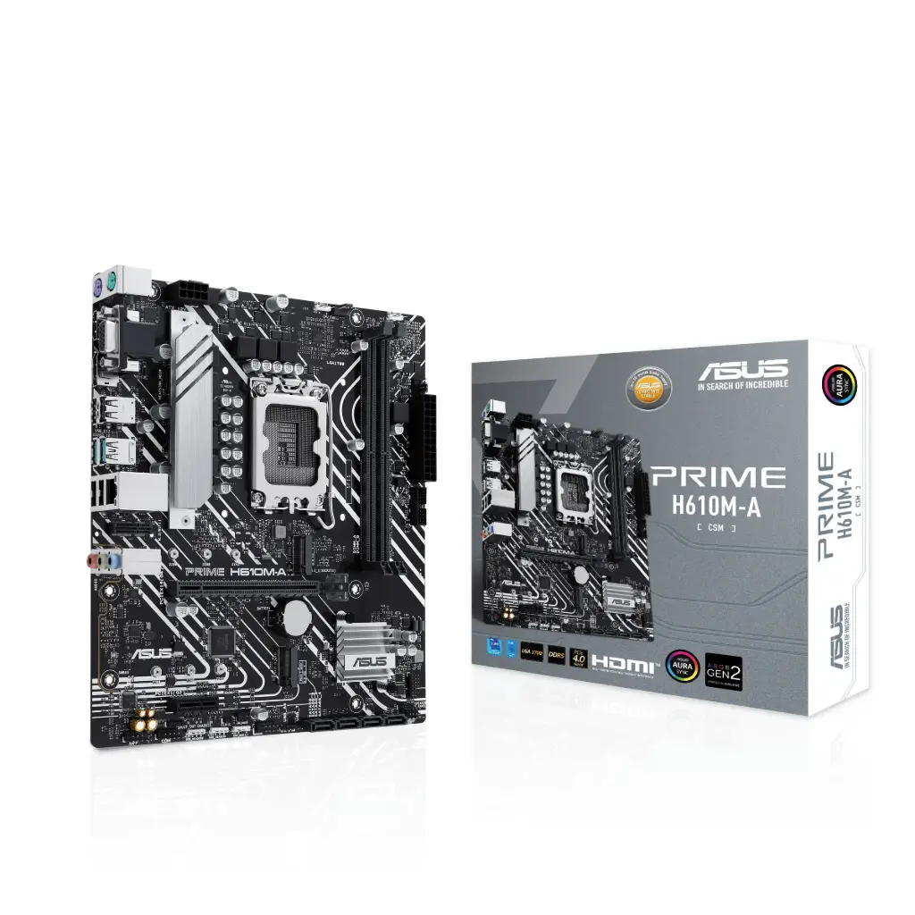 ASUS PRIME H610M-A-CSM - carte-mère - micro ATX - Socket LGA1700 - H610 - 2 DDR5 90MB1GL0-M0ECY0