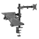 Ewent EW1519 Support de bureau pour 1 écran et 1 ordinateur portable 34" - jusqu'à 9 kg - Noir