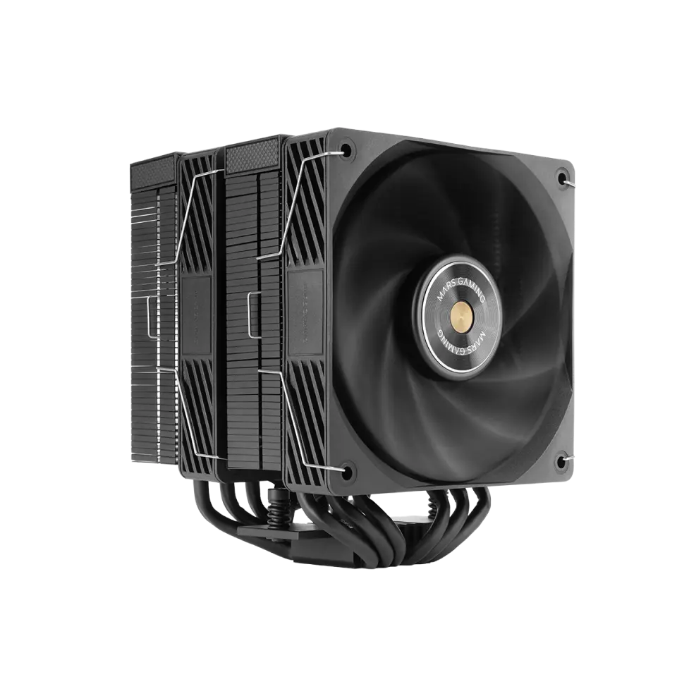 Mars Gaming MCPU-X26PRO - TDP jusqu'à 350 W - 6 caloducs - 2 ventilateurs PWM de 120 mm - 2 300 tr/min - Câble antibruit - Anti-vibrations - 122 x 122 x 158 mm - Noir