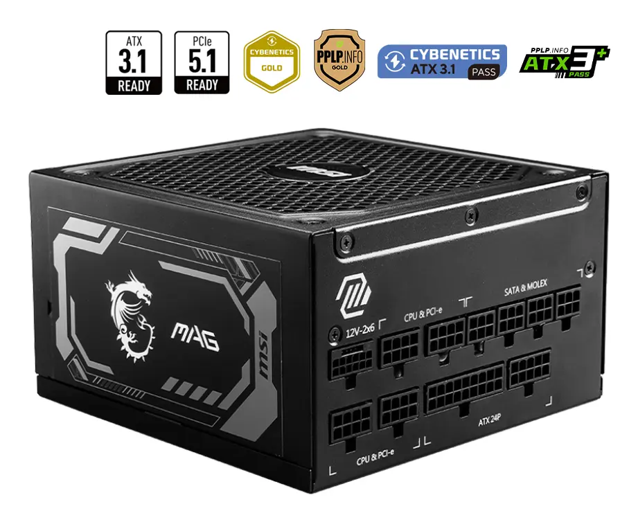 MSI A1250GL PCIE5 Modulaire - 1250W - ATX 3.0 - 80Plus Gold - Support PCIe Gen 5.0