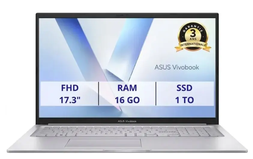 ASUS VivoBook 17 X1704VA-AU1143  - 17.3" FHD - Intel Core 7 150U - RAM 16Go - 1To SSD - Sans Windows - Avec chargeur