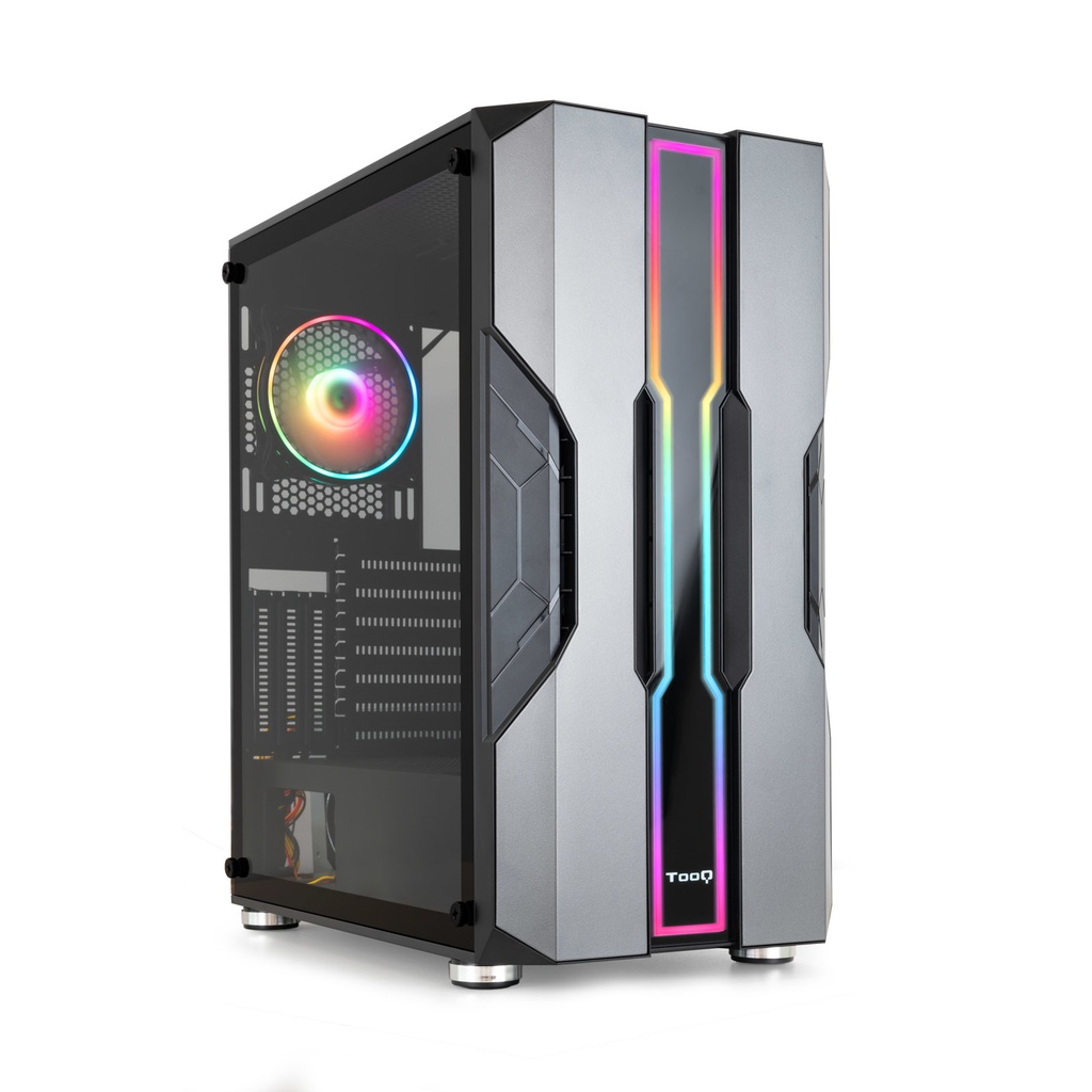 TooQ TQGCC103-B Nightcity Midi Tower Noir, Argent