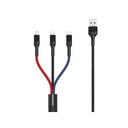 XO Tressé USB-A Mâle vers USB-C, MicroUSB et Lightning XONB54BK