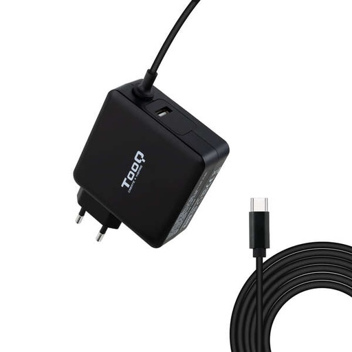[CHA0006] Tooq TQLC-USBC65PD Chargeur Universel pour Ordinateur Portable 65W USB-C Compatible PD Câble 1,80m