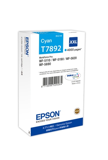 [CON0018] Epson Encre Cyan XXL  C13T789240 (4 000 p)