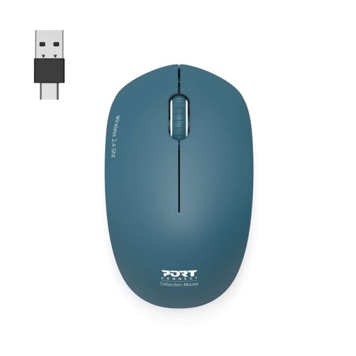 [SOU0053] PORT Souris sans fil 2.4GHz Collection II Bleu Canard 900545