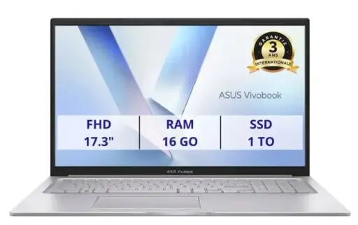 [PCPOR0236] ASUS VivoBook 17 X1704VA-AU1143  - 17.3" FHD - Intel Core 7 150U - RAM 16Go - 1To SSD - Sans Windows - Avec chargeur